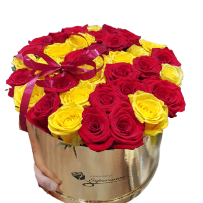 BOX OF FLOWERS-CRVENE I ŽUTE RUŽE