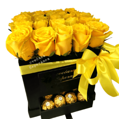 BOX OF FLOWERS-ŽUTE RUŽE
