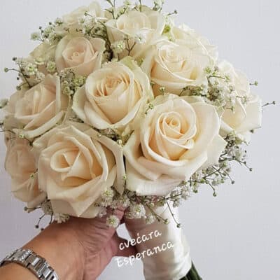 Bidermajer – Bež ruža, gipsofila, dekoracija