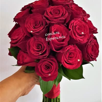 Bidermajer – Crvena ruža, cirkoni dekoracija