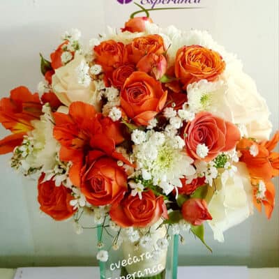 Bidermajer – Mini ruža, alstromerija, ruža, hrizantema, gipsofila