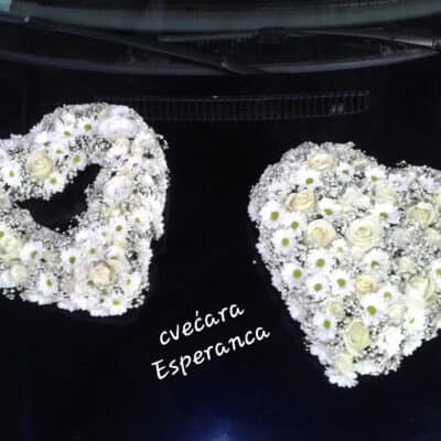Dekoracija automobila: srce za auto, margareta, ruža, gipsofila – 27