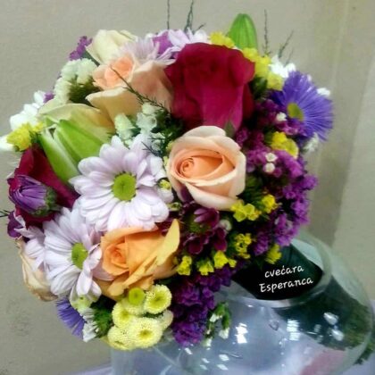 Bidermajer - Ruža, hrizantema, ljiljan, poljsko cveće - u sezoni